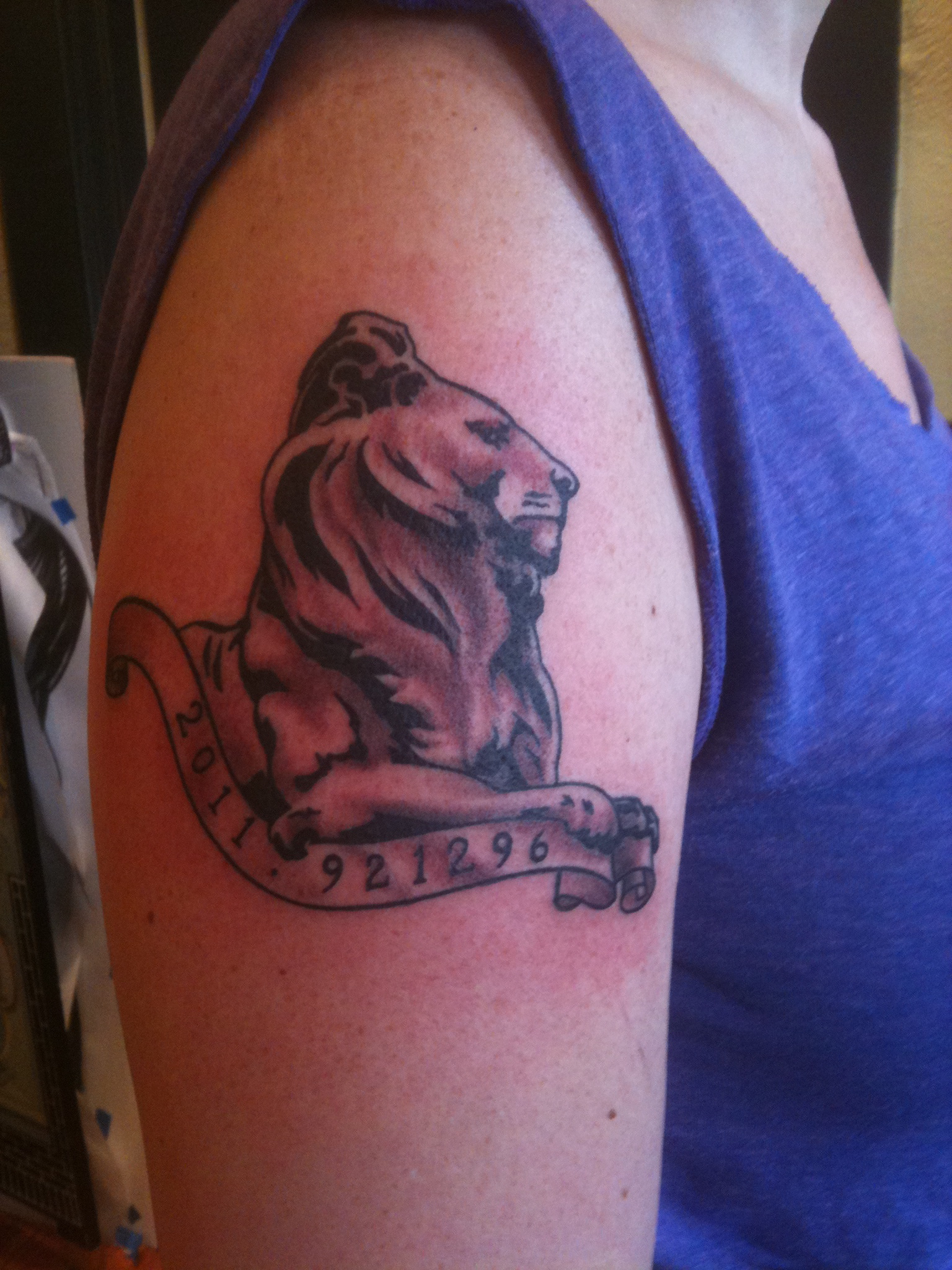 The library lion tattoo has